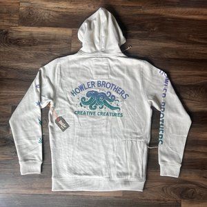 NWT Howler Brothers fleece kangaroo hoodie w/octopus print, stash pocket Mens L
